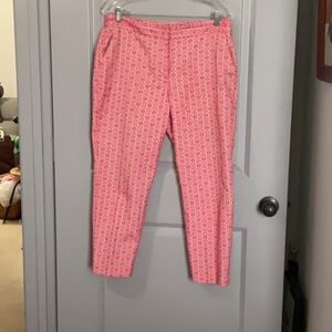 Talbots women’s heritage crop pants red/white geometric stretch embroidered 10